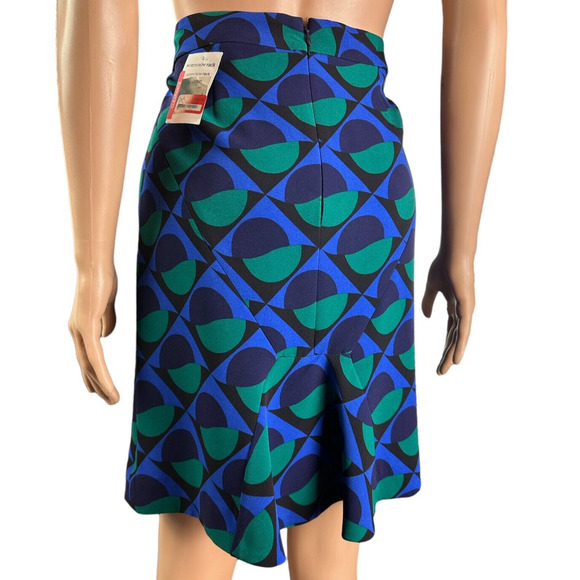 Marc by Marc Jacobs Skirt Green Blue Geometric Print Straight Skirt Size 8 NWT - Picture 3 of 7